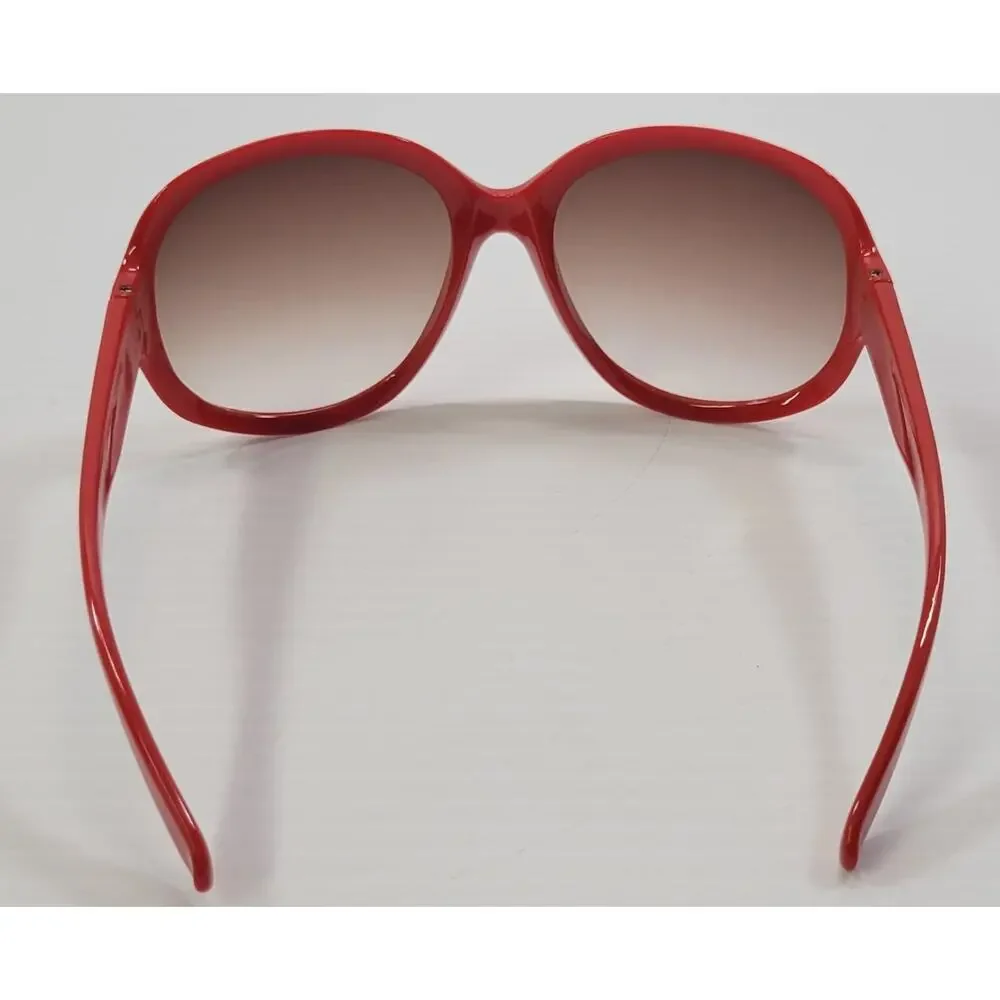 R) Women Oversized Red Circle Plastic Sunglasses